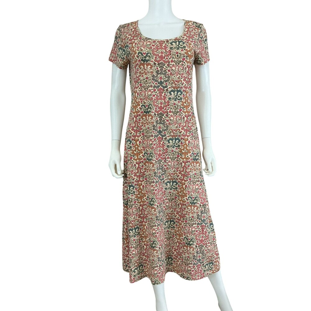 Peruvian Connection Malabar Pima Cotton Dress Size Medium Ethnic Print Midi BOHO - Picture 2 of 12